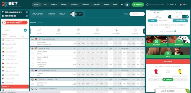 22 Bet Registration complete