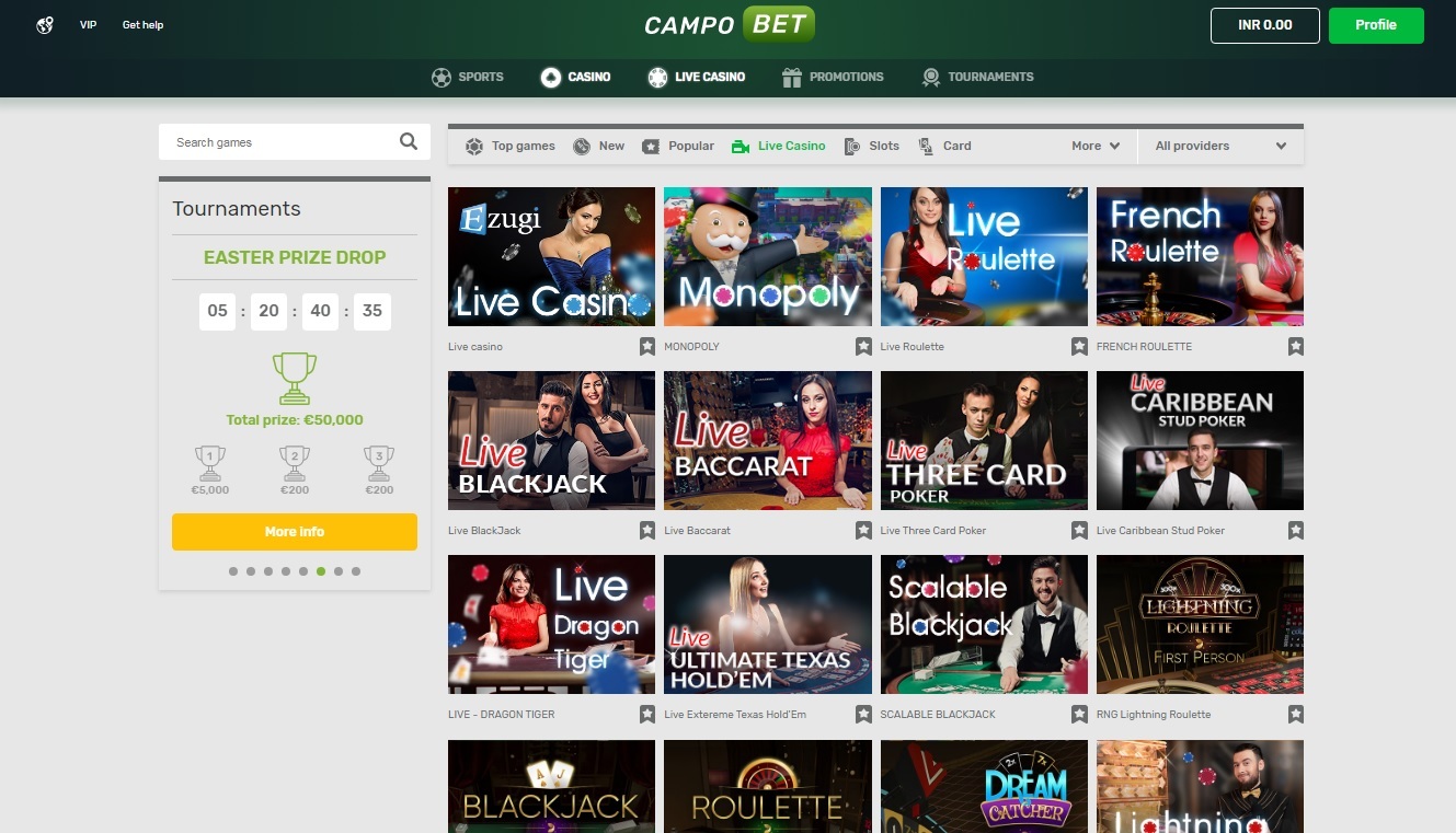 Campo Bet live casino india
