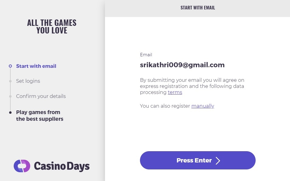 Casino days india registration