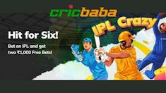 Hit for Six and earn Free Bets of ₹1,000 on Cricbaba!