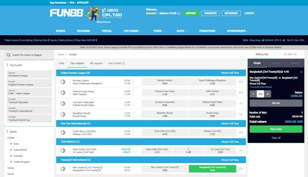 Fun88 Cricket Betting
