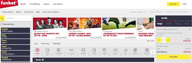 Funbet India Front Page
