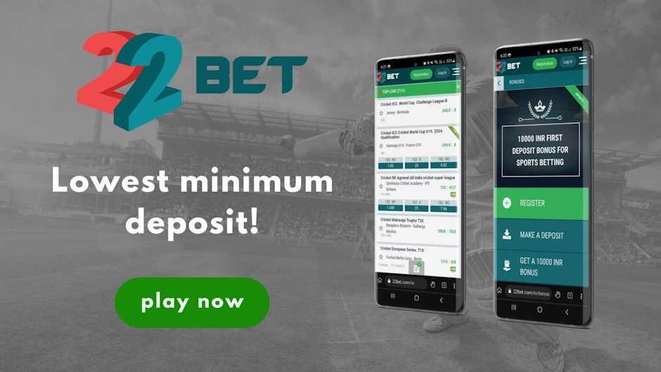 Image with 22bet welcome bonus on mobile screenshots