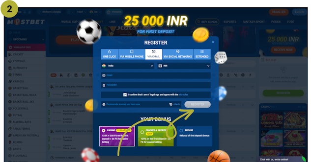 Most Bet registration step 2