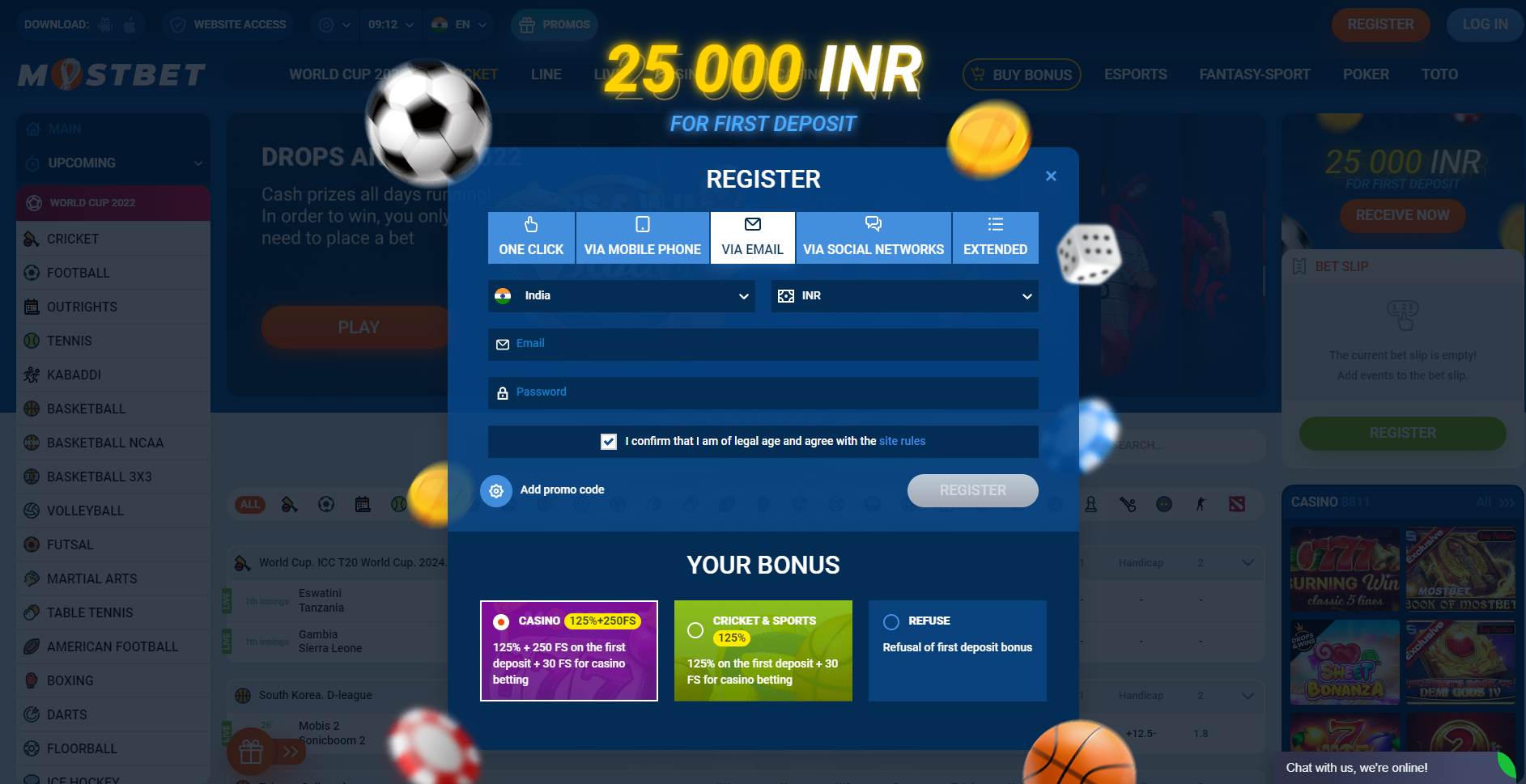 Most Bet simple account creation