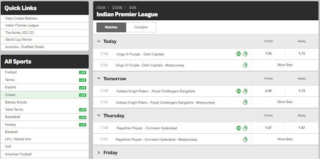 Online betting odds