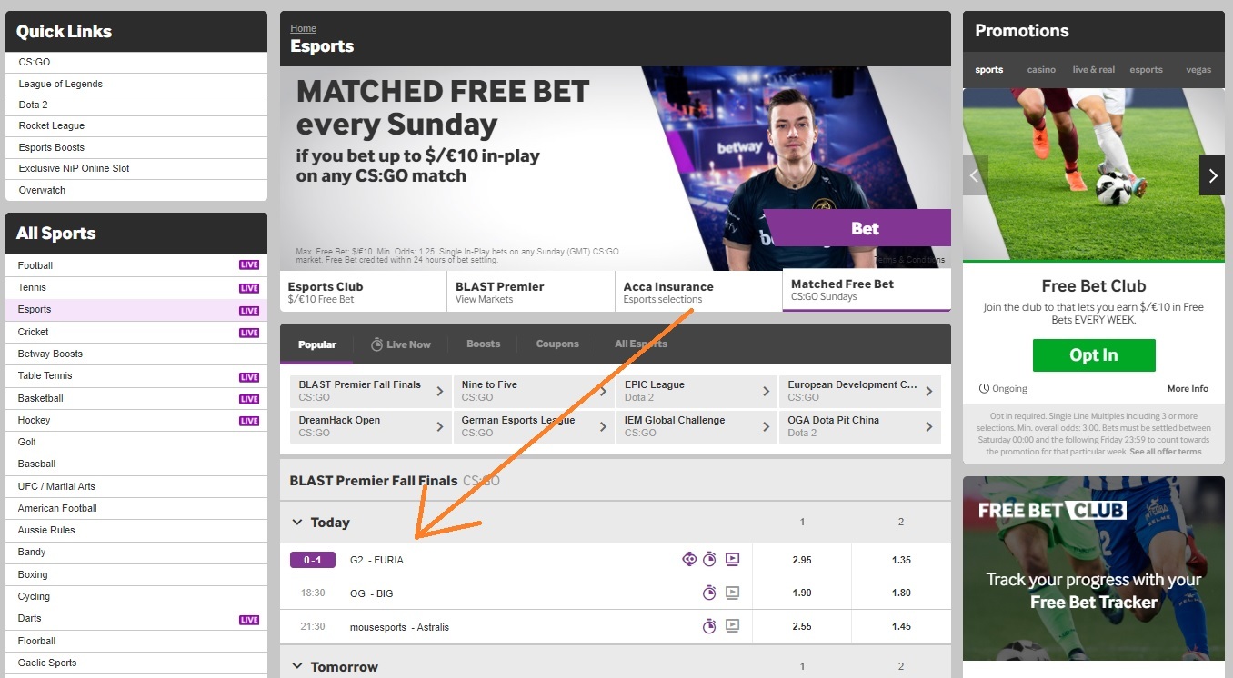 Betway esports betting 1