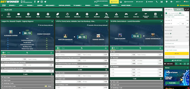 Tennis betting sites live betting