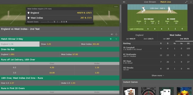 Very good cricket betting odds Bet365
